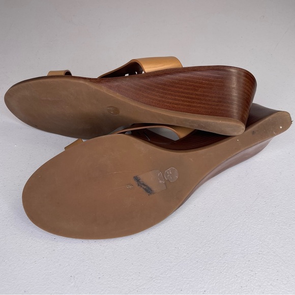 Tory Burch Brown Zoey Mule Slide Wedge Sandal brown tan leather 11 - Picture 8 of 10
